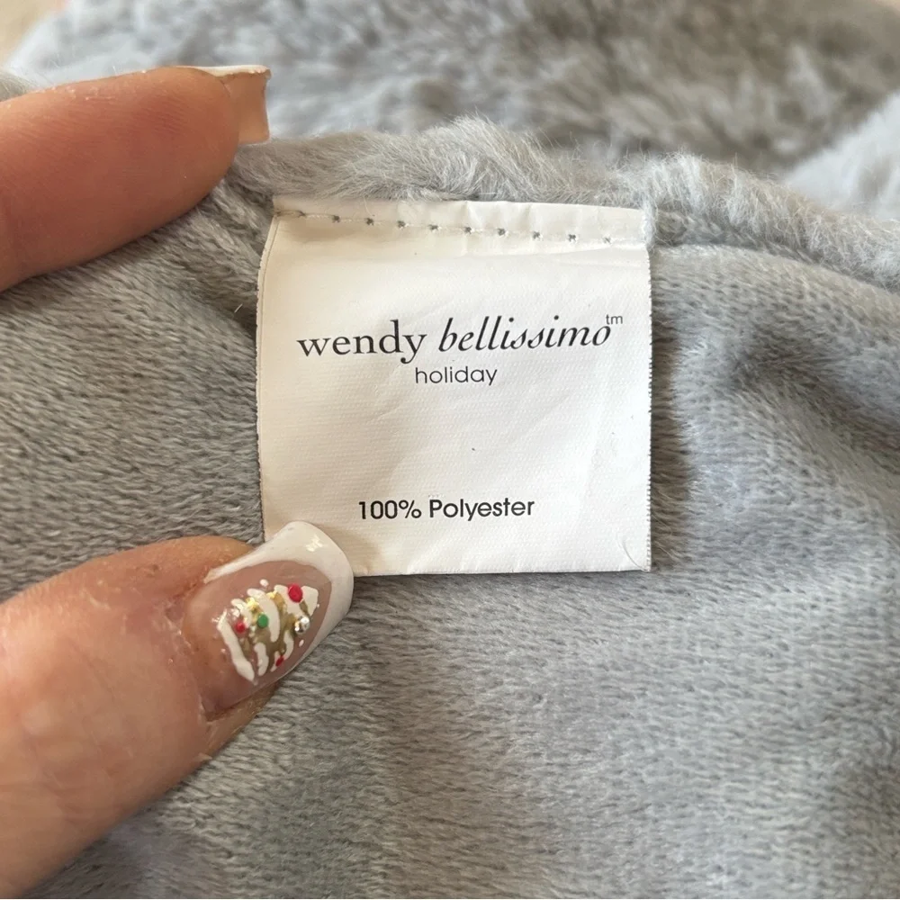 Wendy Bellissimo Warm & Cozy Gray Blanket Wrap Scarf Fuzzy Fleece